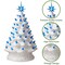 Casafield Hand Painted Ceramic Christmas Tree, White 15-Inch Pre-Lit Tree with 128 Pink and Blue Lights and 2 Star Toppers
